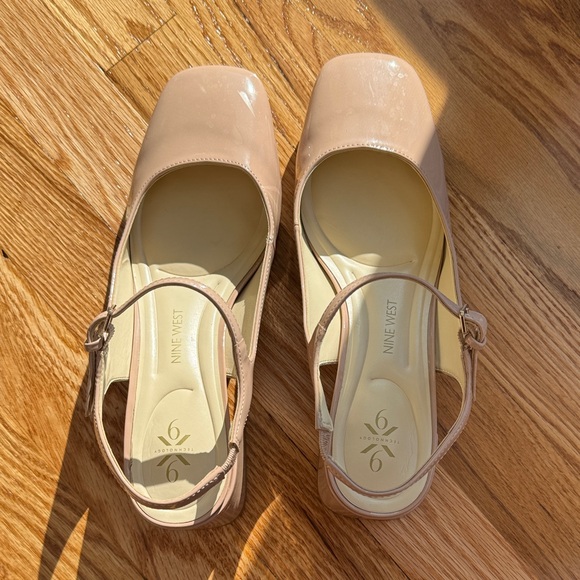 Nine West Shoes - Nine West Nude Patent Slingback Heels